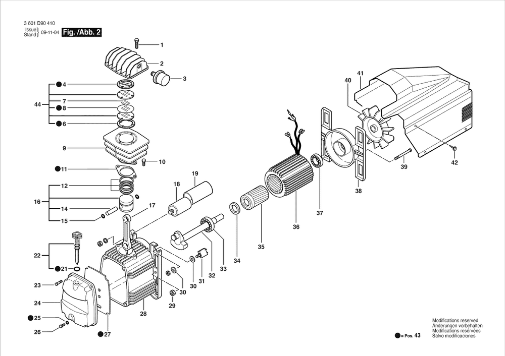 Diagram 2 Diagram and Parts List for CET4-20 3 601 D90 410 Bosch Compressor