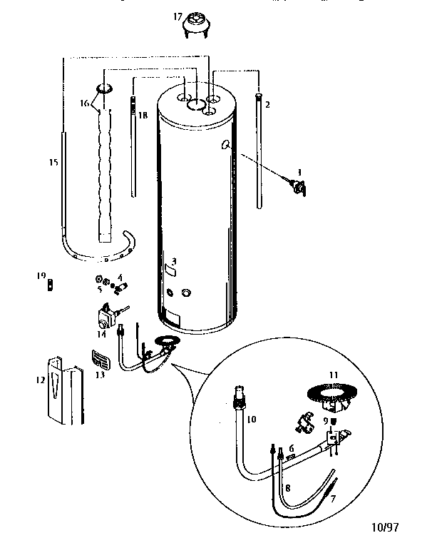 40 Gal. Diagram and Parts List for 153334476  Kenmore Water Heater