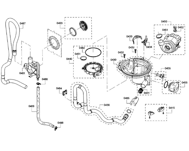 Pump Section Diagram and Parts List for SHS5AV52UC 22 Bosch Dishwasher