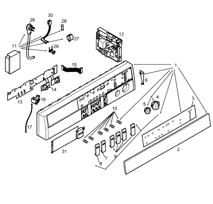 Control Panel Diagram and Parts List for WTA3500UC 13 Bosch Dryer