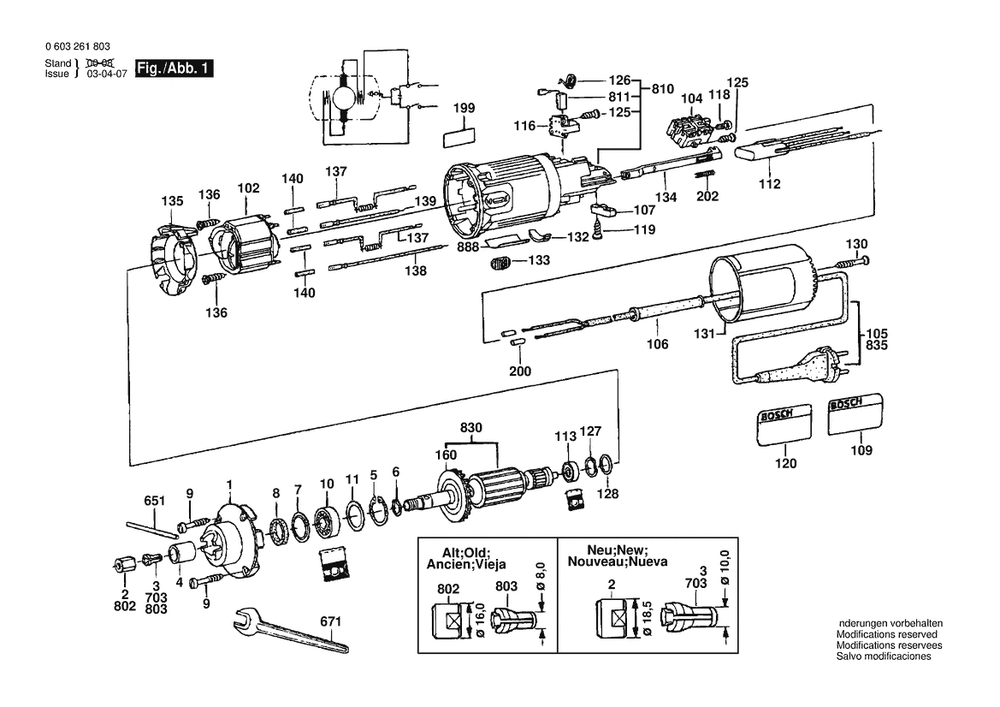 Section 1 Diagram and Parts List for POF500A 0603261866 Bosch Router