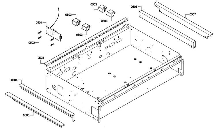 Cabinet Diagram and Parts List for PCG364GD-02  Thermador Cooktop