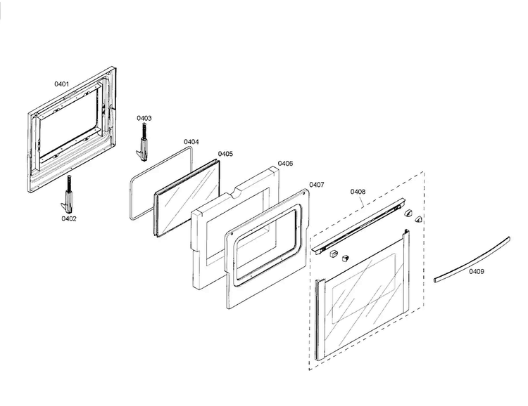 Door Diagram and Parts List for HGS5062UC 01 Bosch Range