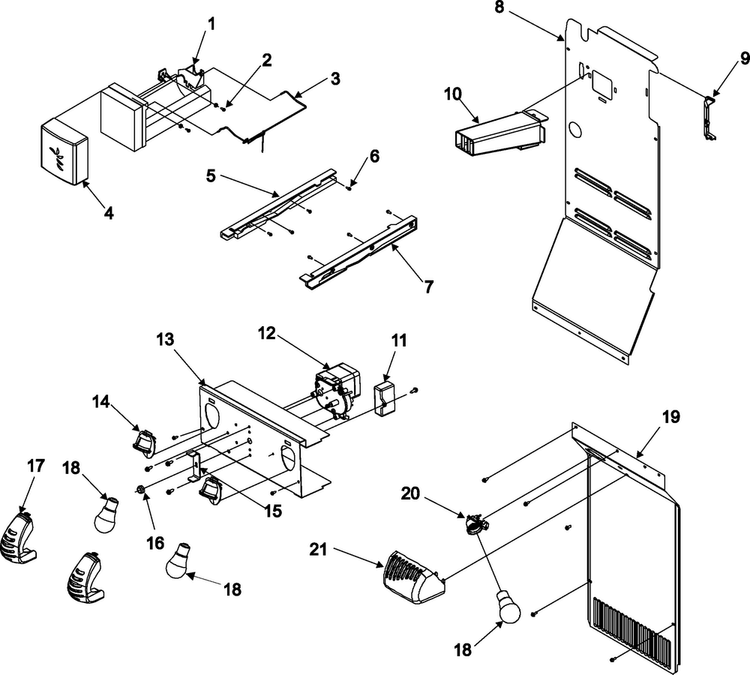 Lights And Ice Maker Diagram and Parts List for RS4953000W0  Gaggenau Refrigerator