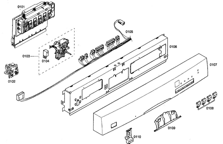 Control Panel Diagram and Parts List for SHE44C07UC 22 Bosch Dishwasher