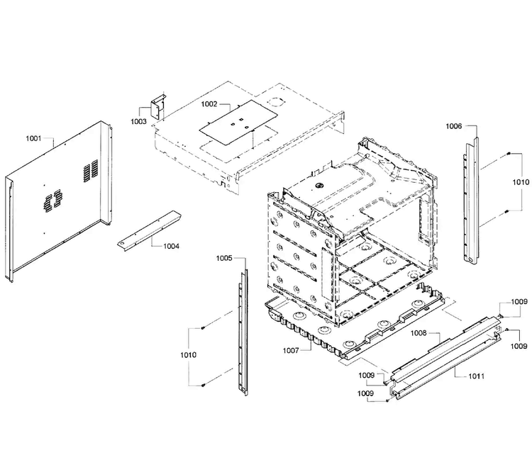 Cabinet Assy Diagram and Parts List for HBL5750UC 08 Bosch Microwave