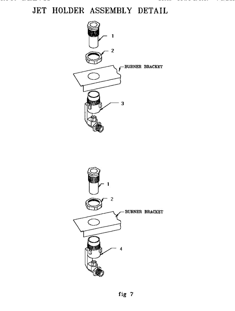 Jet Holder Assembly Detail Diagram and Parts List for RDF30RS(PRIOR-9707)  Thermador Range