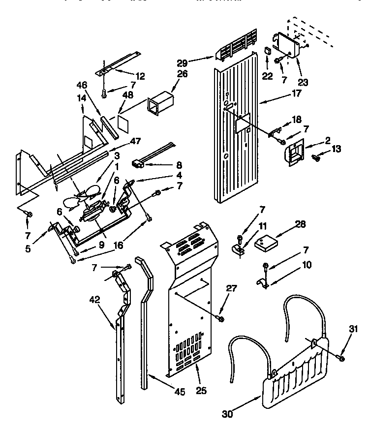 Air Flow And Reservoir Diagram and Parts List for TSS42QBW00  Thermador Refrigerator