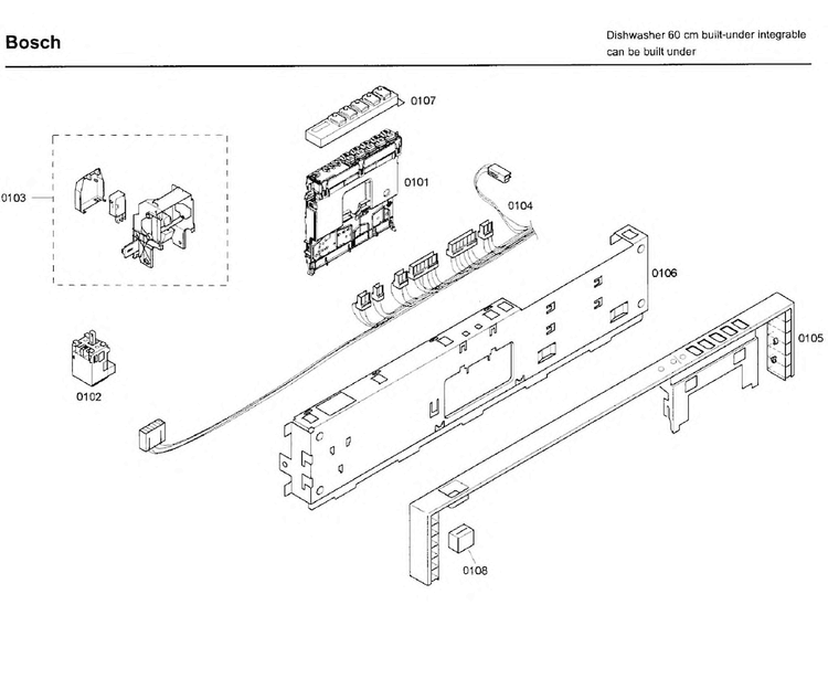 Control Panel Diagram and Parts List for SHX46A05UC 23 Bosch Dishwasher