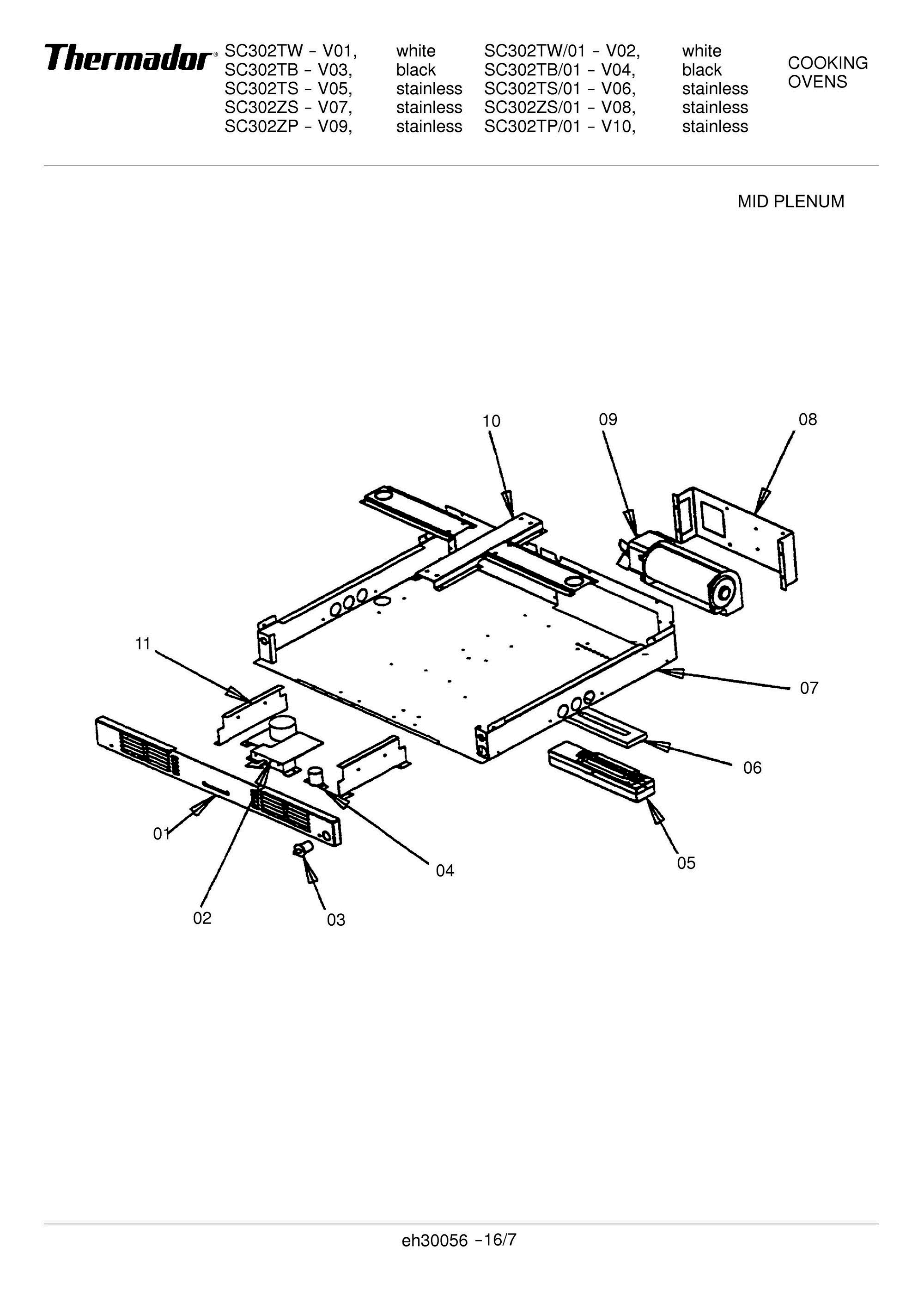 08 - MID PLENUM Diagram and Parts List for SC302TB  Bosch Range
