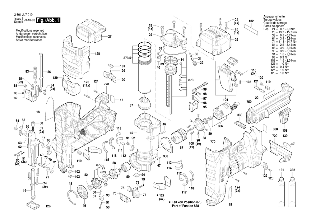 Diagram 1 Diagram and Parts List for GNB18V-12 3601JL7010 Bosch Nailer