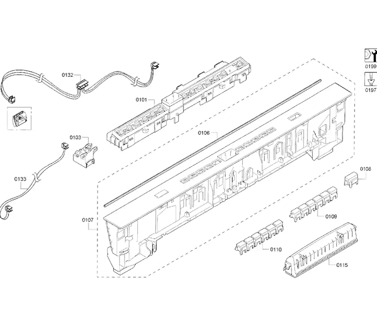 Control Panel Diagram and Parts List for SHP65T56UC 01 Bosch Dishwasher