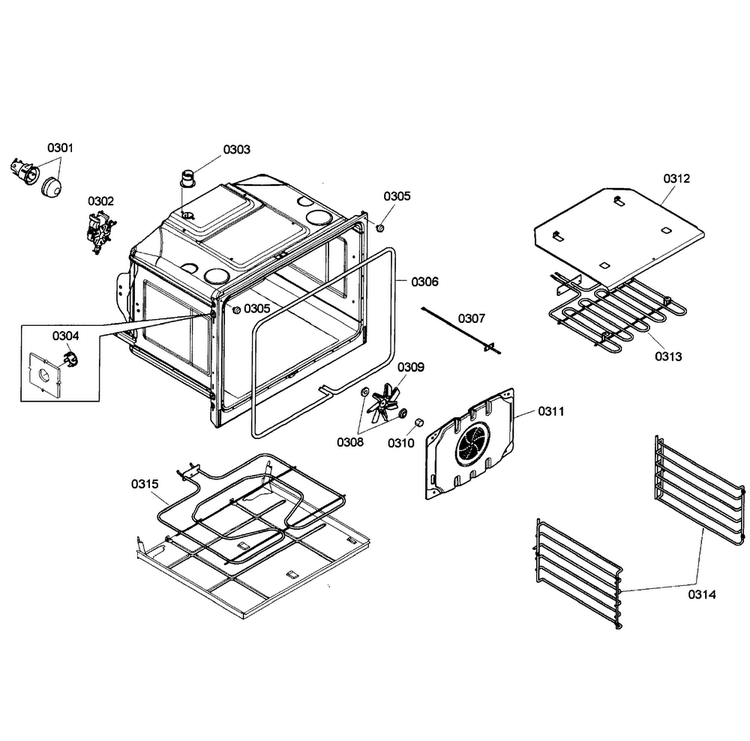 Conv Oven Diagram and Parts List for HBN3550UC 04 Bosch Wall Oven