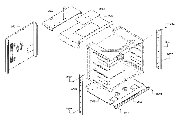 Cabinet Diagram and Parts List for HBL5351UC 01 Bosch Wall Oven