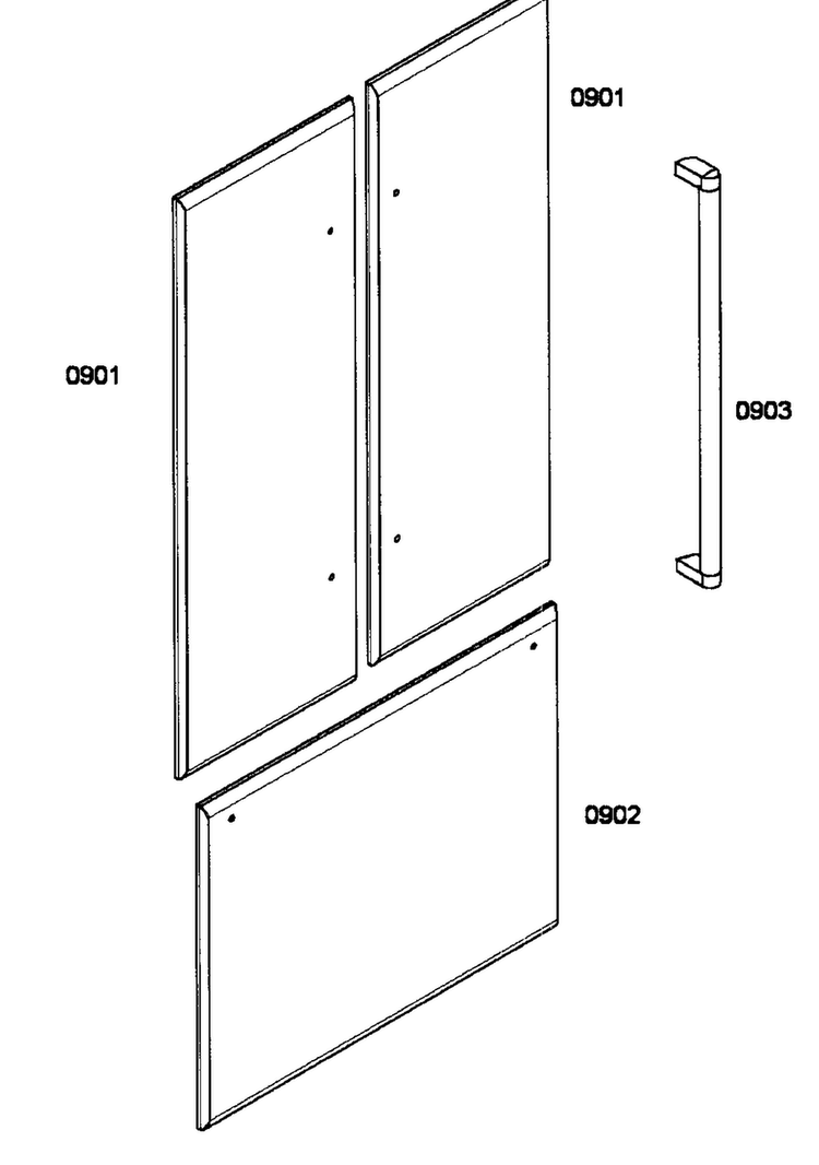 Door Outer Diagram and Parts List for T36BT71FS 08 Thermador Refrigerator