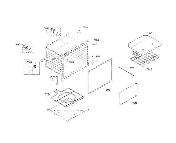 Cavity-lower Diagram and Parts List for HBN8651UC 01 Bosch Wall Oven