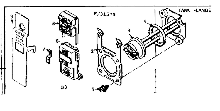 Tank Flange Diagram and Parts List for 15331570  Kenmore Water Heater