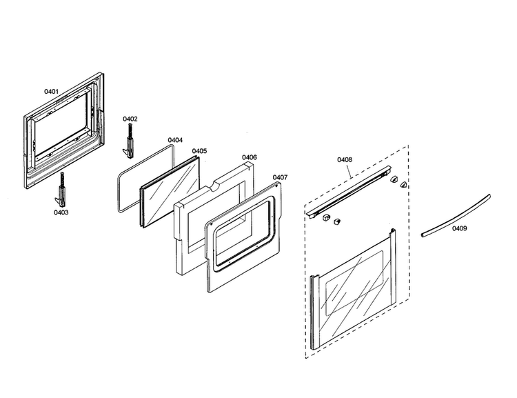 Door Diagram and Parts List for HDI7152U 01 Bosch Range