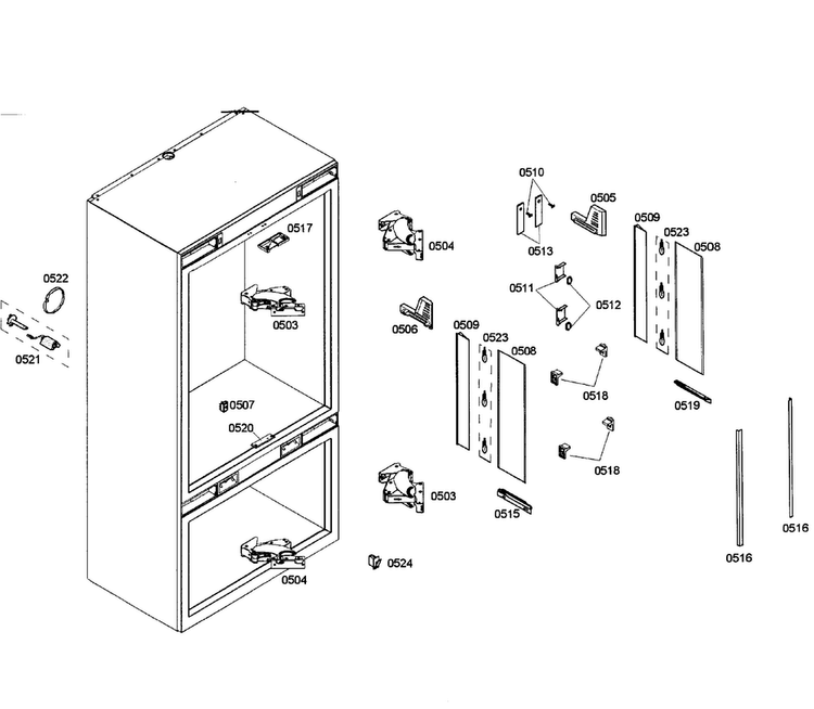 Cabinet Diagram and Parts List for T36IT71NNP 07 Thermador Refrigerator