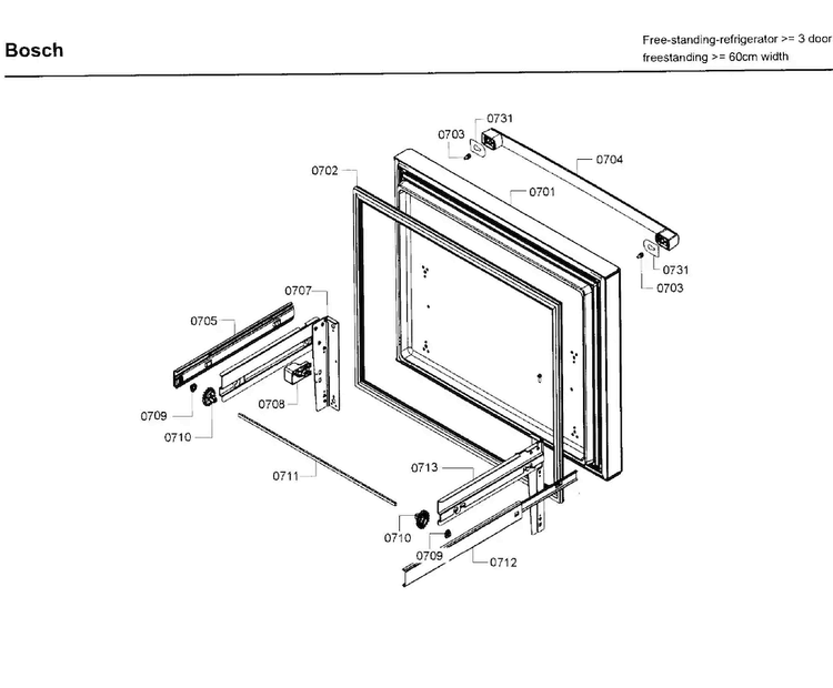 Freezer Door Diagram and Parts List for B26FT80SNS 02 Bosch Refrigerator