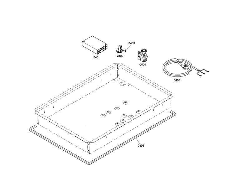 Spark Module/regulator Diagram and Parts List for NGM8054UC 01 Bosch Cooktop