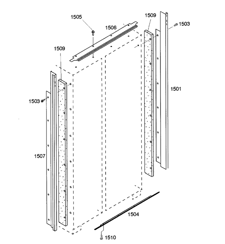 Framing Diagram and Parts List for KBUDT4255E 04 Thermador Refrigerator