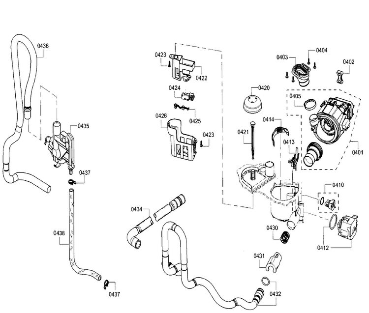 Pump Assy Diagram and Parts List for SHE3AR56UC 21 Bosch Dishwasher