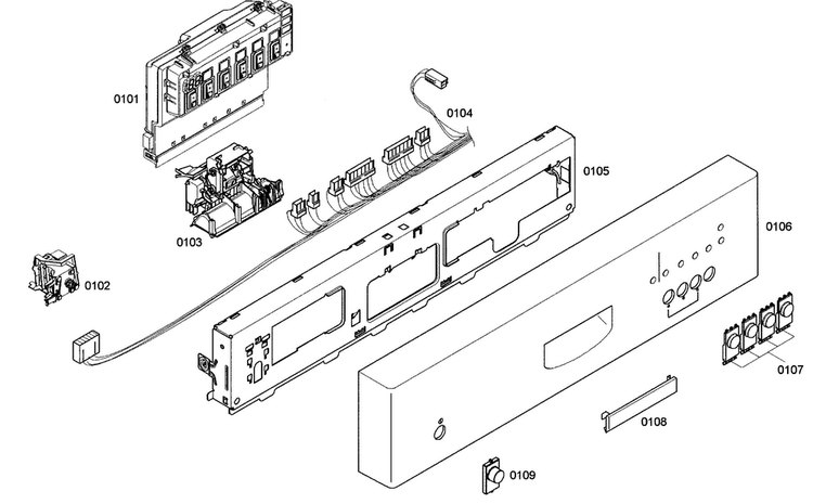 Control Panel Diagram and Parts List for SHE42L15UC 22 Bosch Dishwasher