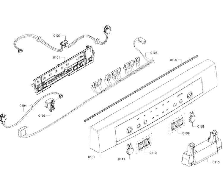 Control Panel Diagram and Parts List for SHE3AR55UC 07 Bosch Dishwasher