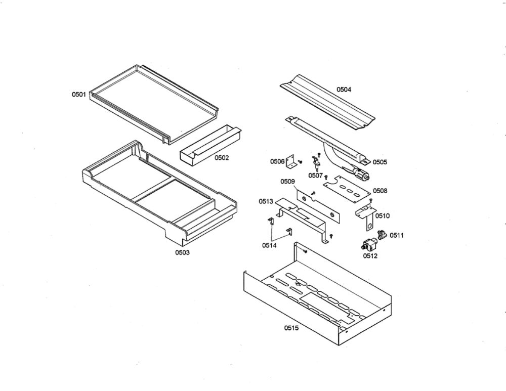 Griddle Plate/Heat Shield Box Diagram and Parts List for PDR364GDZS 02 Thermador Range