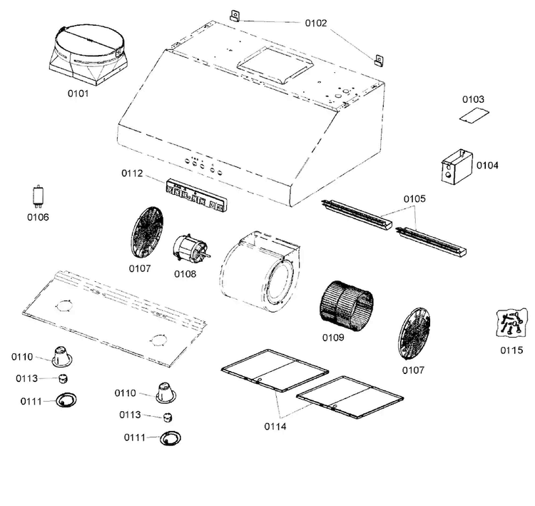 Range Hood Diagram and Parts List for HPWB30FS 01 Thermador Range Hood