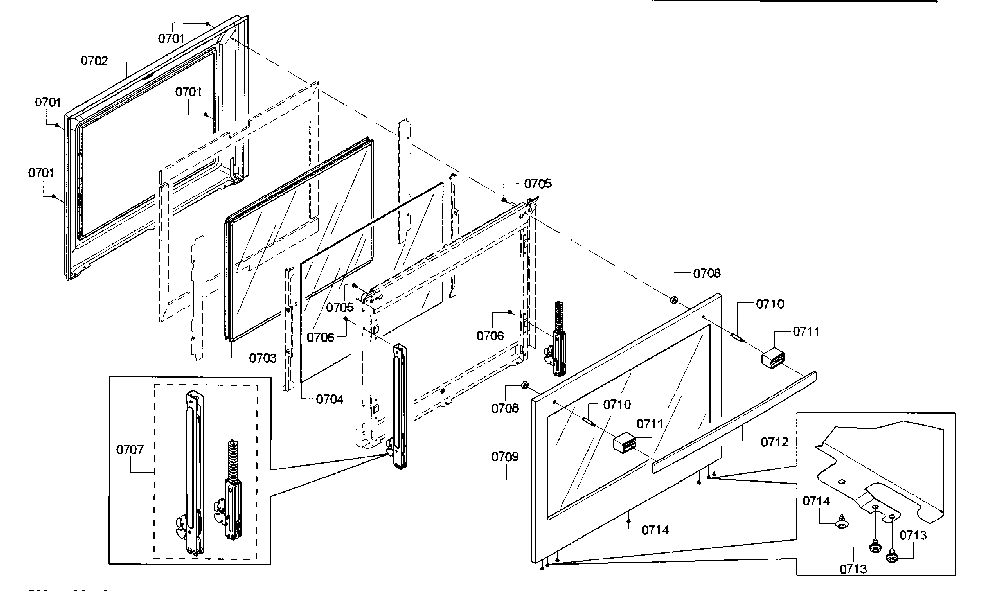 Door Diagram and Parts List for HIIP054U 01 Bosch Range