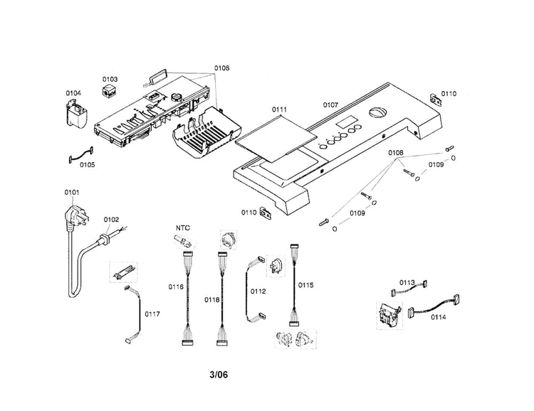 Fascia Panel Diagram and Parts List for WFMC640SUC 01 Bosch Washer