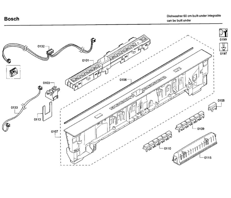 Control Panel Diagram and Parts List for SHX65T55UC 09 Bosch Dishwasher