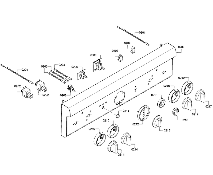 Front Panel Diagram and Parts List for PRD304GHC 01 Thermador Range