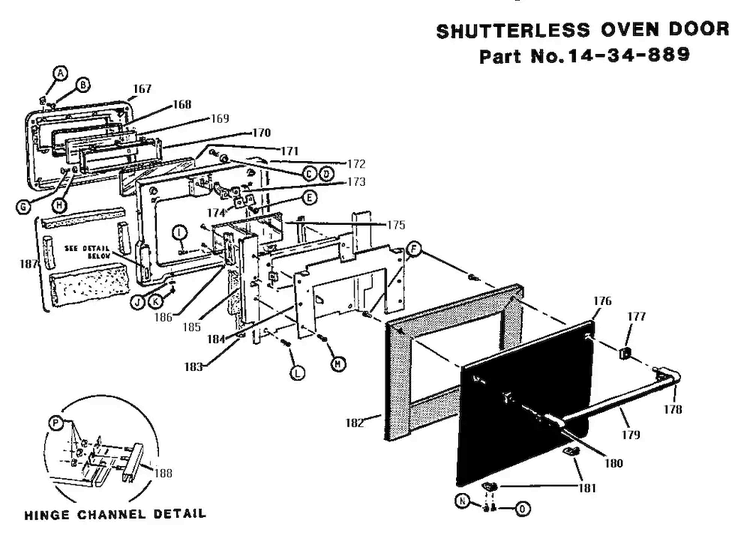 Shutterless Oven Door Diagram and Parts List for CT227  Thermador Wall Oven