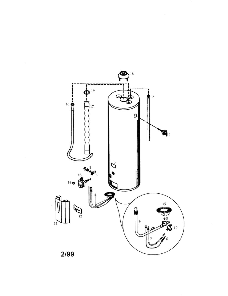 Power Miser 30 Gallon High Altitude Diagram and Parts List for 153337513  Kenmore Water Heater