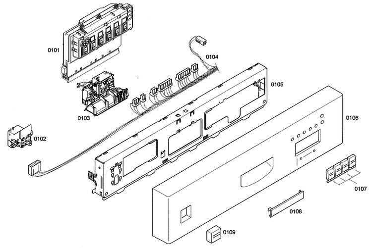 Control Panel Diagram and Parts List for SHE43C02UC 22 Bosch Dishwasher