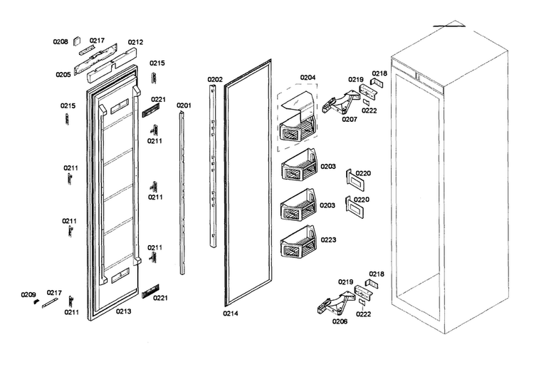 Door Assy Diagram and Parts List for T24IR70NSP 34 Thermador Refrigerator