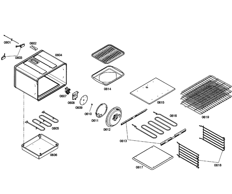 Oven Assy Diagram and Parts List for PD366BS 12 Thermador Range