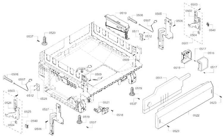Base Diagram and Parts List for SHE3AR72UC 21 Bosch Dishwasher