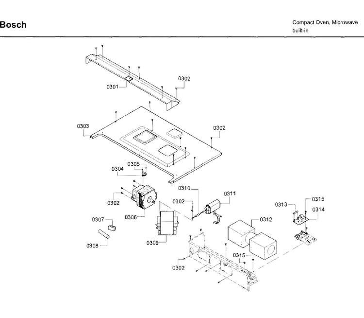Electrical Parts Diagram and Parts List for HMC80152UC 01 Bosch Microwave