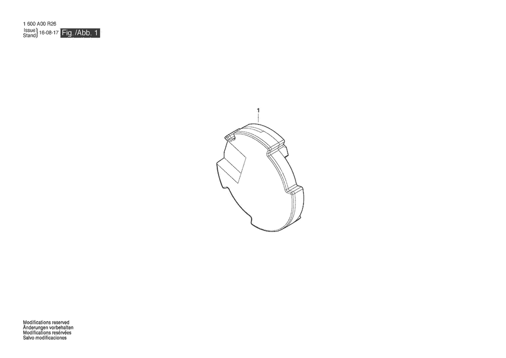 Section 1 Diagram and Parts List for 1600A00R26  Bosch Miscellaneous