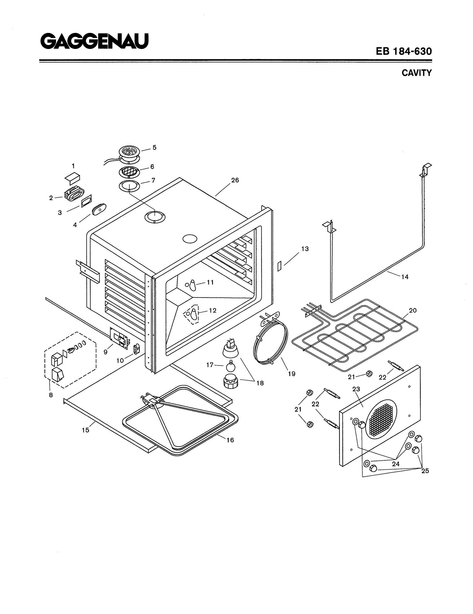02 - CAVITY Diagram and Parts List for EB184-630  Bosch Range