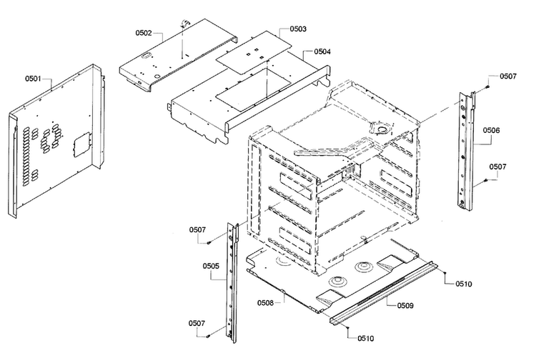 Cabinet Diagram and Parts List for HBL5451UC 01 Bosch Wall Oven