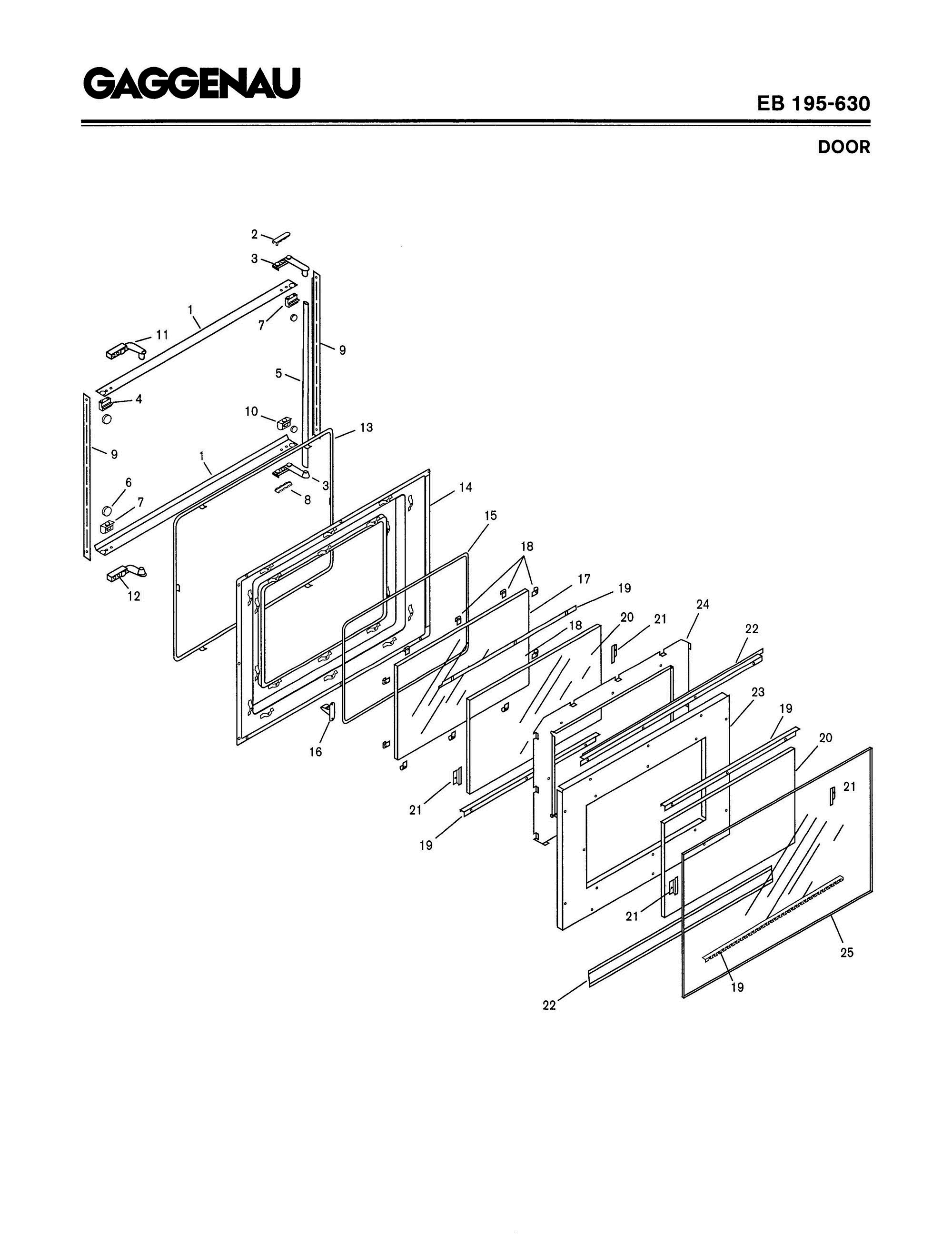 05 - DOOR Diagram and Parts List for EB195-630  Bosch Range