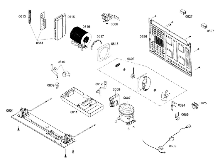 Compressor Diagram and Parts List for B22CS30SNI 01 Bosch Refrigerator
