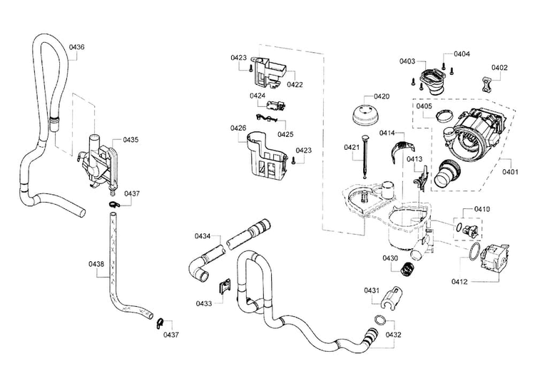 Valve/pipe Assy Diagram and Parts List for SHE3AR52UC 12 Bosch Dishwasher