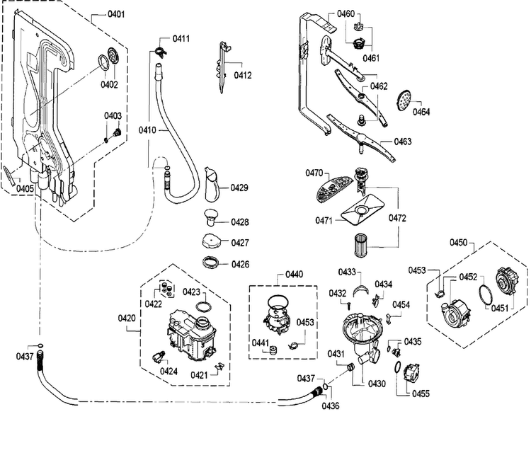 Pump Diagram and Parts List for SGX68U55UC A5 Bosch Dishwasher