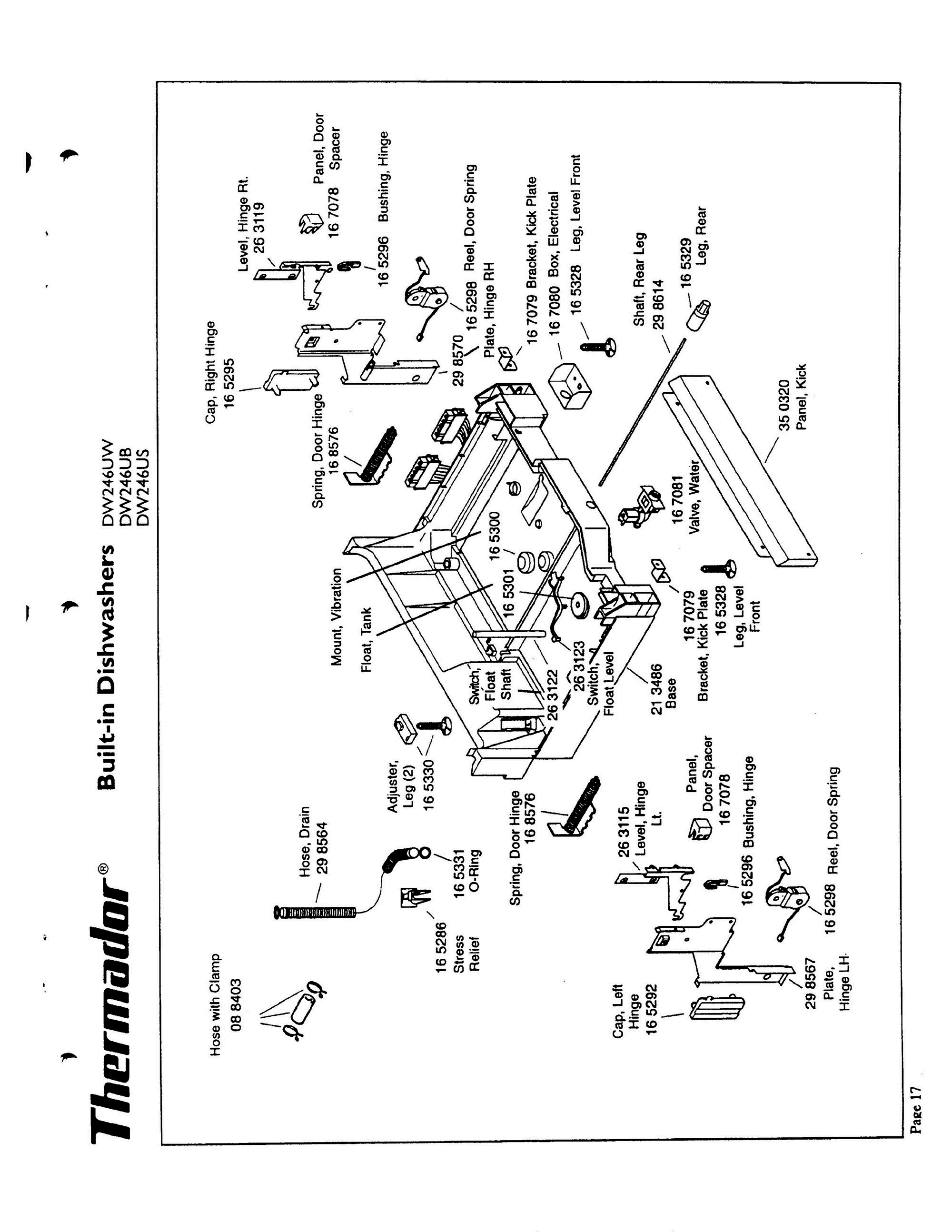 17 - BASE Diagram and Parts List for DW246UW(FD7711-7912)  Bosch Range